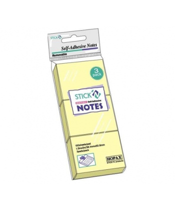 Notes autoadeziv 38x51, 3x100 file/set, galben