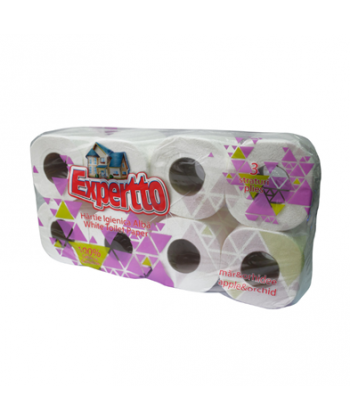Hartie igienica alba Expertto, 3 straturi, 8 role/set